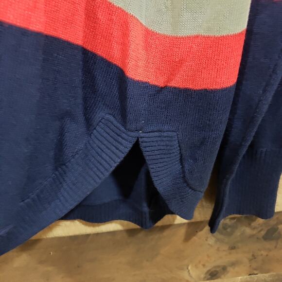 Crown & Ivy NWT colorful striped exposed back zip long sleeve sweater woman's XL - Picture 10 of 11